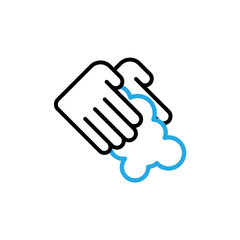 Hands Wash With Soap Icon Vector. Outline Hand Washing With Soap Sign. Isolated Contour Symbol Illustration.