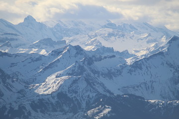 Fototapeta na wymiar Snowy Mountains of Mt Pilatus