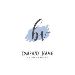 Handwritten initial letter B V BV for identity and logo. Vector logo template with handwriting and signature style.