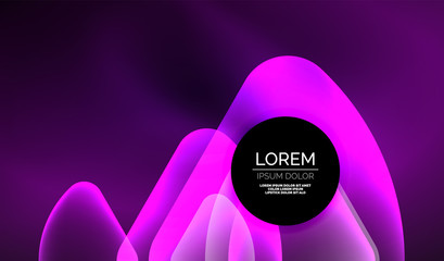 Glowing neon shiny transparent abstract geometric shapes with light effects. Techno futuristic vector abstract background For Wallpaper, Banner, Background, Card, Book Illustration, landing page