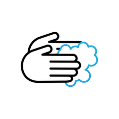 Hands Wash With Soap Icon Vector. Outline Hand Washing With Soap Sign. Isolated Contour Symbol Illustration.