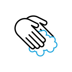 Hands Wash With Soap Icon Vector. Outline Hand Washing With Soap Sign. Isolated Contour Symbol Illustration.