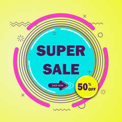 Super sale banner.Vector illustration. Discount 50 Sale tags set vector badges template