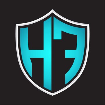 recommend clip art: HF Logo monogram with shield shape isolated blue colors on outline design template