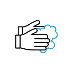Hands Wash With Soap Icon Vector. Outline Hand Washing With Soap Sign. Isolated Contour Symbol Illustration.