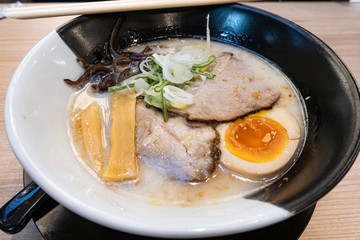 Japanese ramen with shashu pork and soft boiled egg