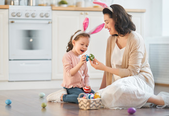 family preparing for Easter