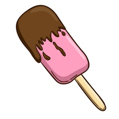 Melted ice cream in stick cartoon 