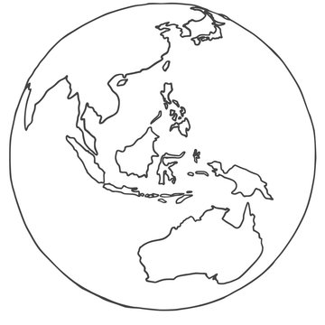 recommend clip art: Globe icon. Australia and Asia on the globe. Vector planet earth. Hand drawn globe