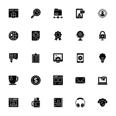 Seo Related Glyph Vector Icons Pack