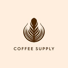 Coffee sign with floral and leaves  shape logo 