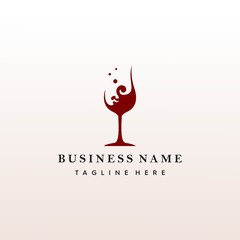 Red wine glasses with abstract shape logo
