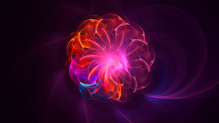 3D rendering abstract red fractal light background