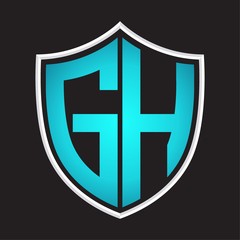 GH Logo monogram with shield shape isolated blue colors on outline design template