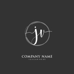 Handwritten initial letter J V JV for identity and logo. Vector logo template with handwriting and signature style.
