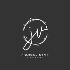Handwritten initial letter J V JV for identity and logo. Vector logo template with handwriting and signature style.