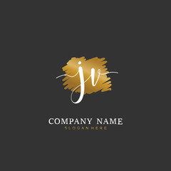 Handwritten initial letter J V JV for identity and logo. Vector logo template with handwriting and signature style.