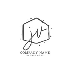 Handwritten initial letter J V JV for identity and logo. Vector logo template with handwriting and signature style.