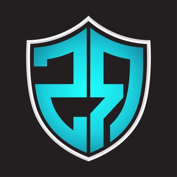 recommend clip art: ZR Logo monogram with shield shape isolated blue colors on outline design template