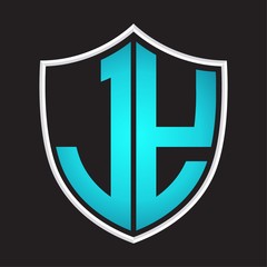 JY Logo monogram with shield shape isolated blue colors on outline design template