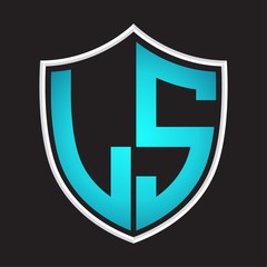 LS Logo monogram with shield shape isolated blue colors on outline design template