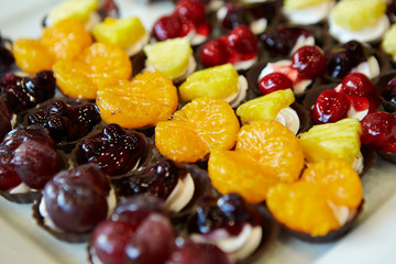 Fruits and whipped cream buffet 