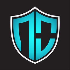 NO Logo monogram with shield shape isolated blue colors on outline design template