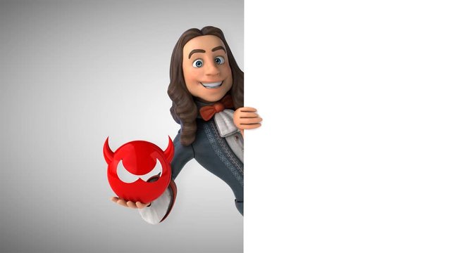 3D animation of a cartoon man in historical baroque costume