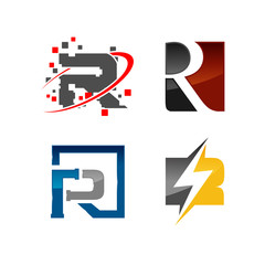 various initial letter R corporate template logo