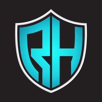 recommend clip art: RH Logo monogram with shield shape isolated blue colors on outline design template