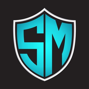 recommend clip art: SM Logo monogram with shield shape isolated blue colors on outline design template