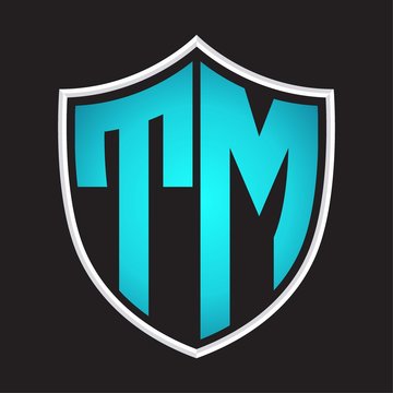 recommend clip art: TM Logo monogram with shield shape isolated blue colors on outline design template