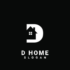 D HOUSE initial black logo icon design