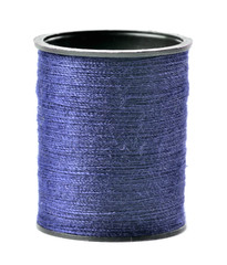 Blue thread spool isolated on white background