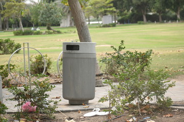 Dustbin box near road side in Abu Dhabi.Day time photography.
