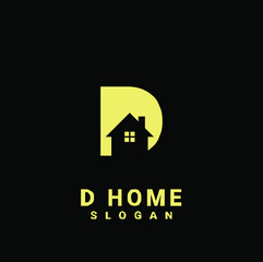 D HOUSE initial gold logo icon design	