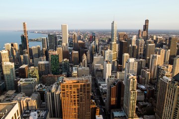 Fototapeta na wymiar Beautiful aerial view of Chicago skyline at daytime, Illinois, USA