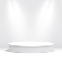 White round podium. Pedestal. Vector illustration.