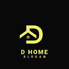 D HOUSE initial gold logo icon design	