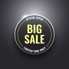 Round big sale banner. Vector illustration.