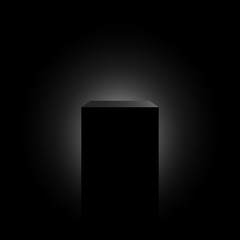 Black pedestal. Box. Vector illustration.