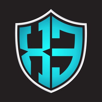 recommend clip art: XE Logo monogram with shield shape isolated blue colors on outline design template