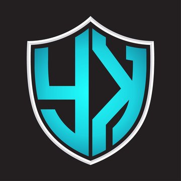 recommend clip art: YK Logo monogram with shield shape isolated blue colors on outline design template