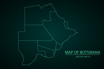 Botswana map - blue pastel graphic background - Vector