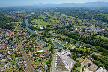 Aerial view of stade d'eaux vives Pau-Pyrénées from the north-east
