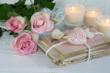 Romantic Roses Still Life With Love Letters
