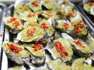 Sea oysters cooked according to a special recipe.