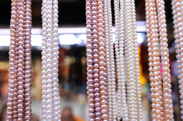 Pearl beads on a counter
