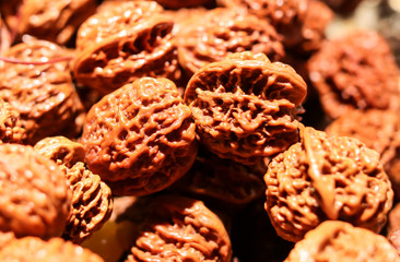 Walnuts on a counter in a shopping center