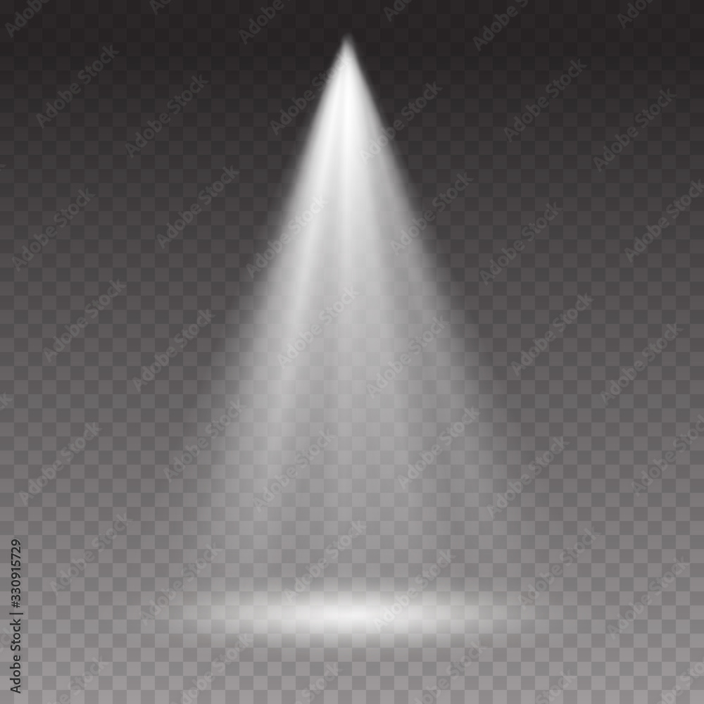 Wall mural projector light effect isolated on transparent background. vector glow stage spotlight. shine spot b